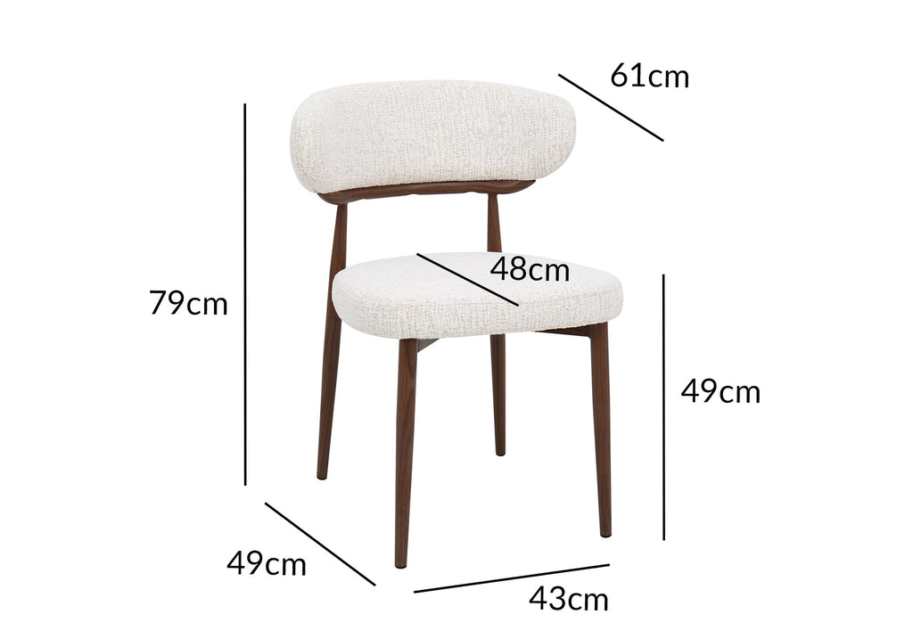 Lot de 2 chaises en velours tissé écru pieds en métal marron JULES
