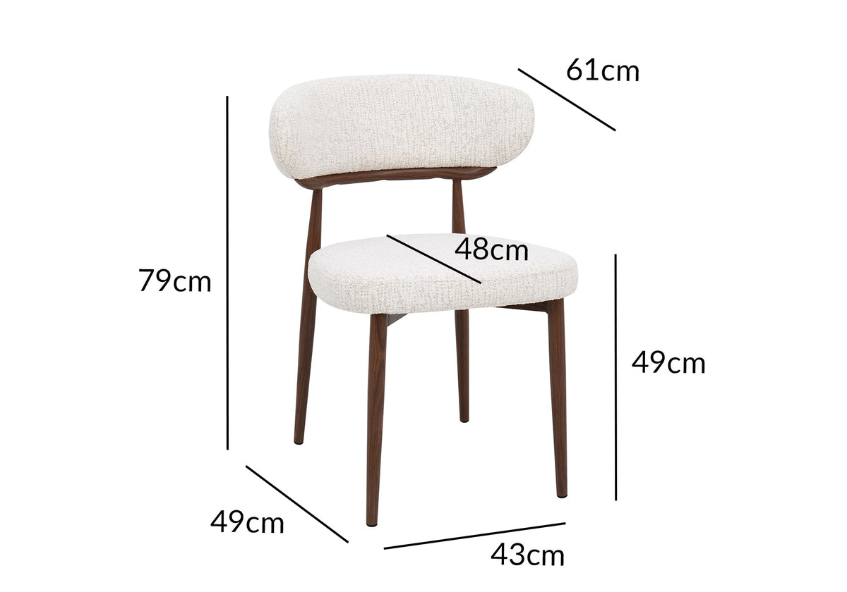 Lot de 2 chaises en velours tissé écru pieds en métal marron JULES