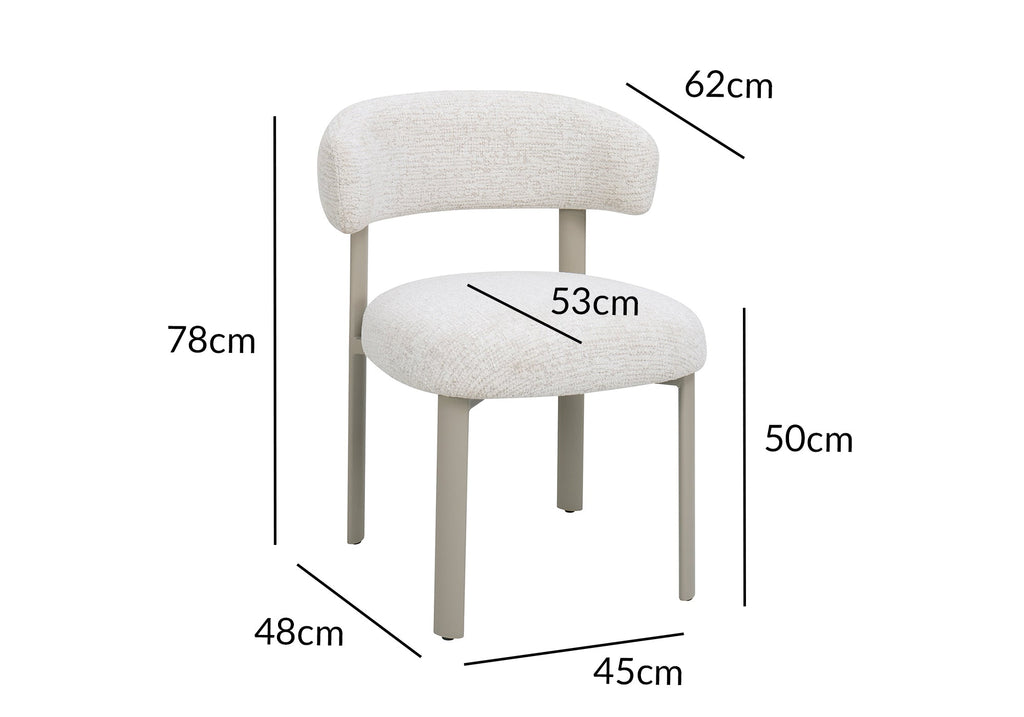Lot de 2 chaises en velours tissé écru pieds en métal gris LOUISA