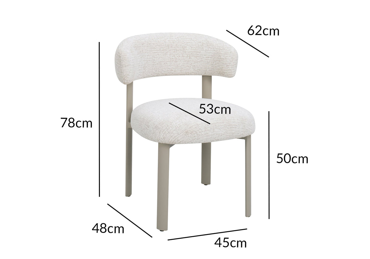 Lot de 2 chaises en velours tissé écru pieds en métal gris LOUISA