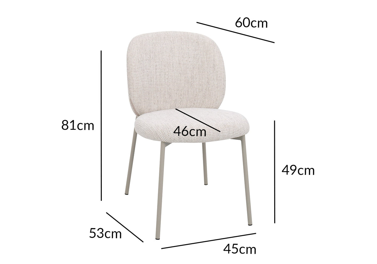 Lot de 2 chaises en tweed écru et pieds en métal gris MARCUS
