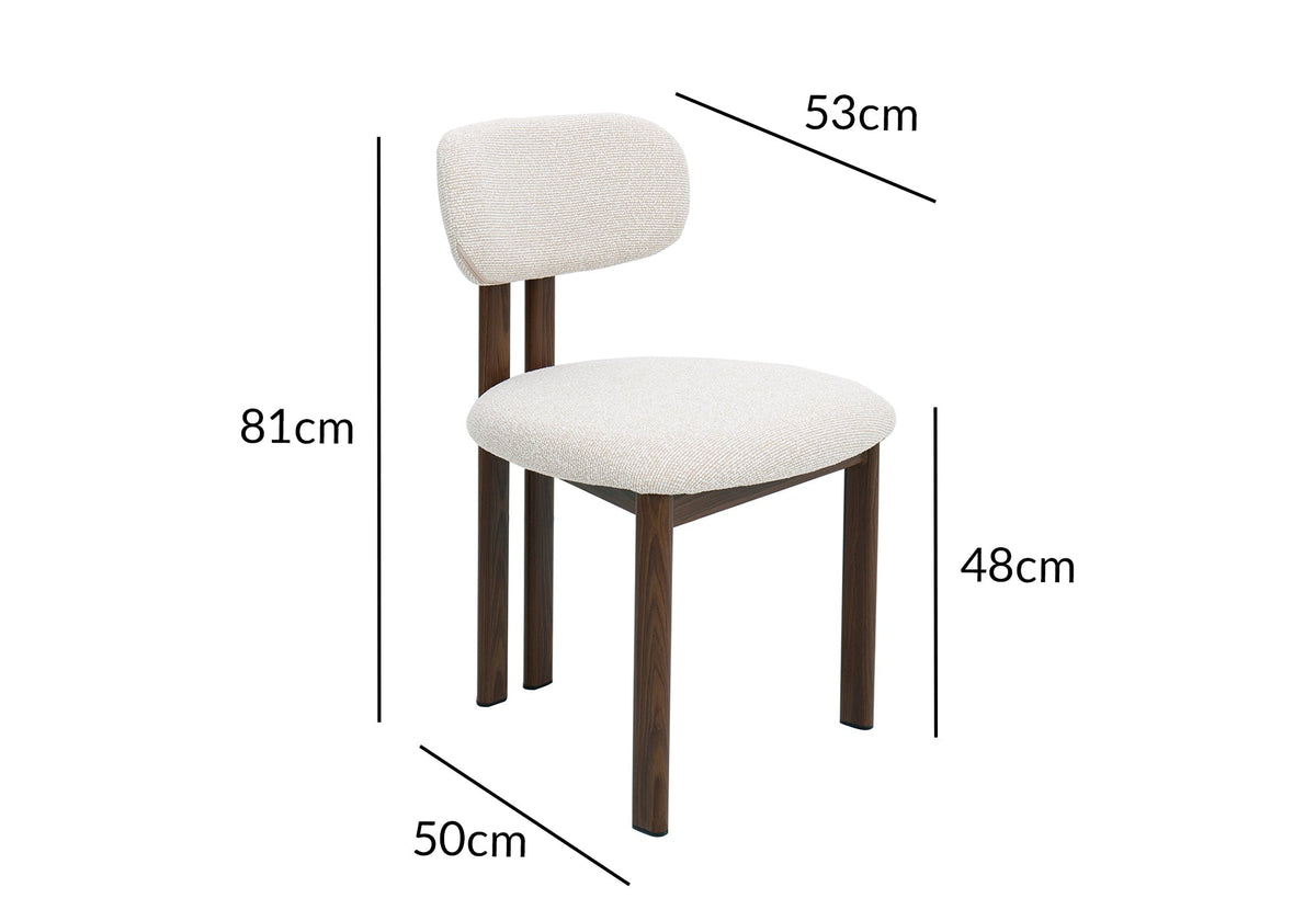 Lot de 2 chaises en tissu texturé écru pieds en métal marron LEONA