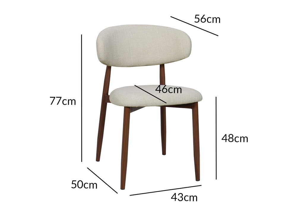 Lot de 2 chaises en tweed écru pieds en métal marron FLAVIA