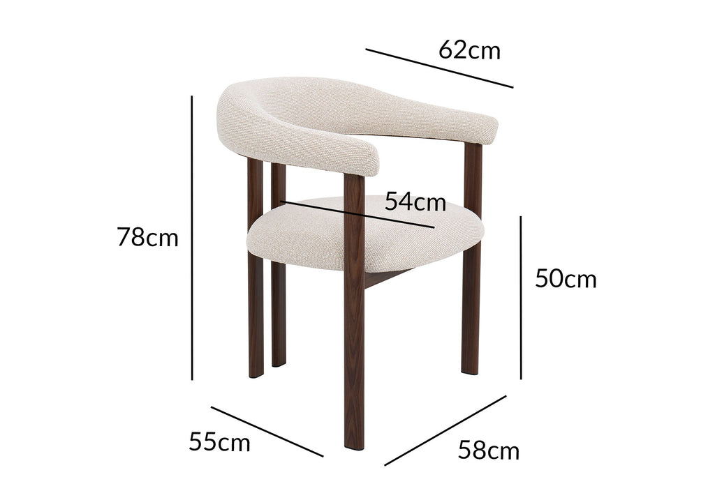 Lot de 2 chaises en tissu texturé écru pieds en métal marron ADRIANA