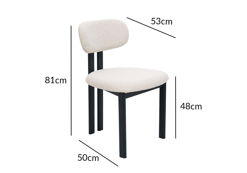 Lot de 2 chaises en tissu texturé écru pieds en métal noir LEONA