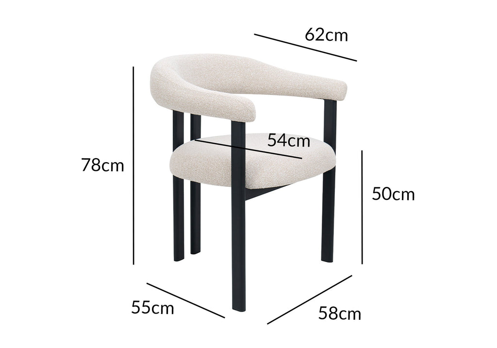 Lot de 2 chaises en tissu texturé écru pieds en métal noir ADRIANA