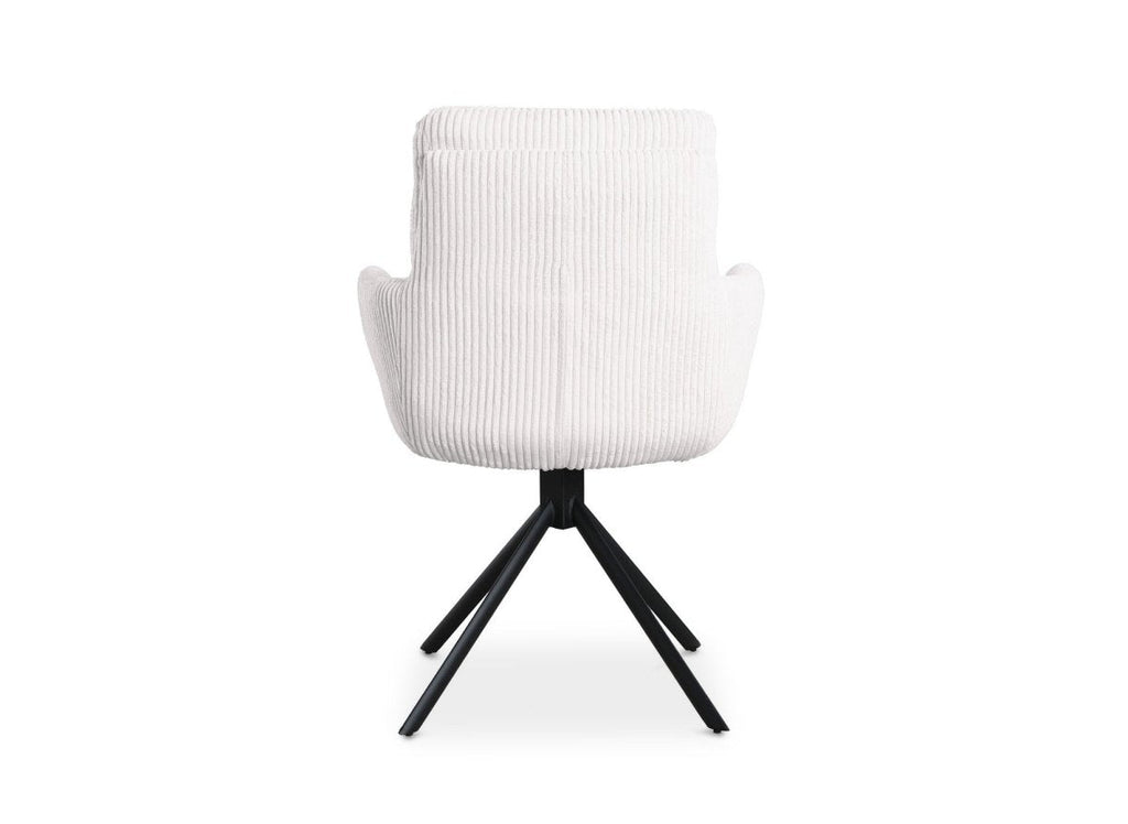 Chaise design avec accoudoirs en velours côtelé blanc écru LOLA