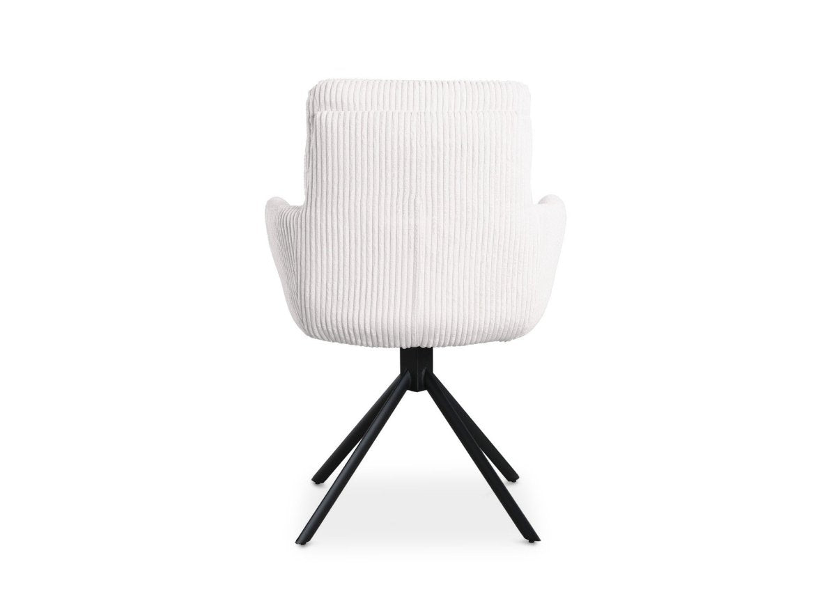 Chaise design avec accoudoirs en velours côtelé blanc écru LOLA