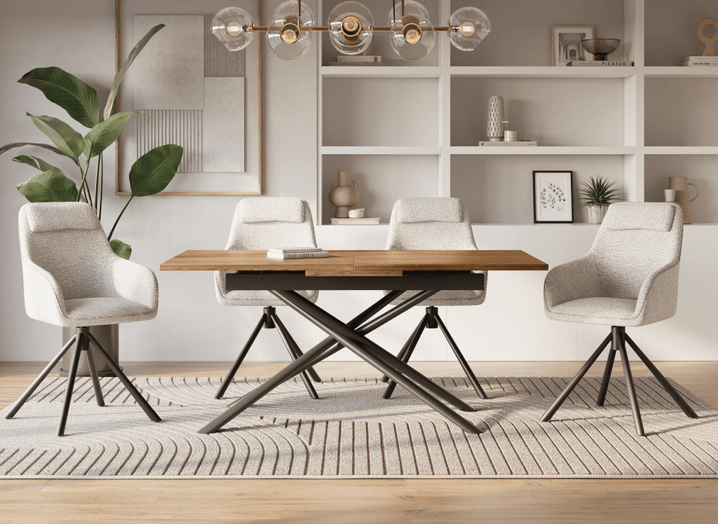 Chaise pivotante avec accoudoirs effet peau de mouton beige AGNES