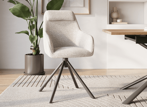 Chaise pivotante avec accoudoirs effet peau de mouton beige AGNES