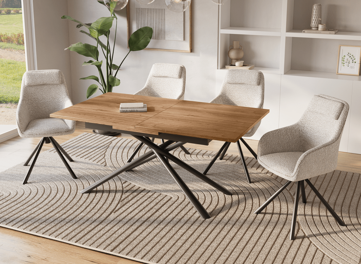 Chaise pivotante avec accoudoirs effet peau de mouton beige AGNES