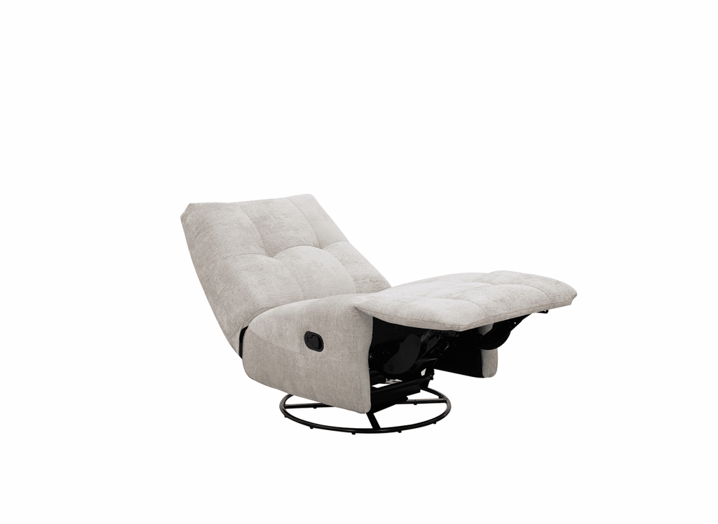 Fauteuil relax pivotant en velours chiné beige LISON