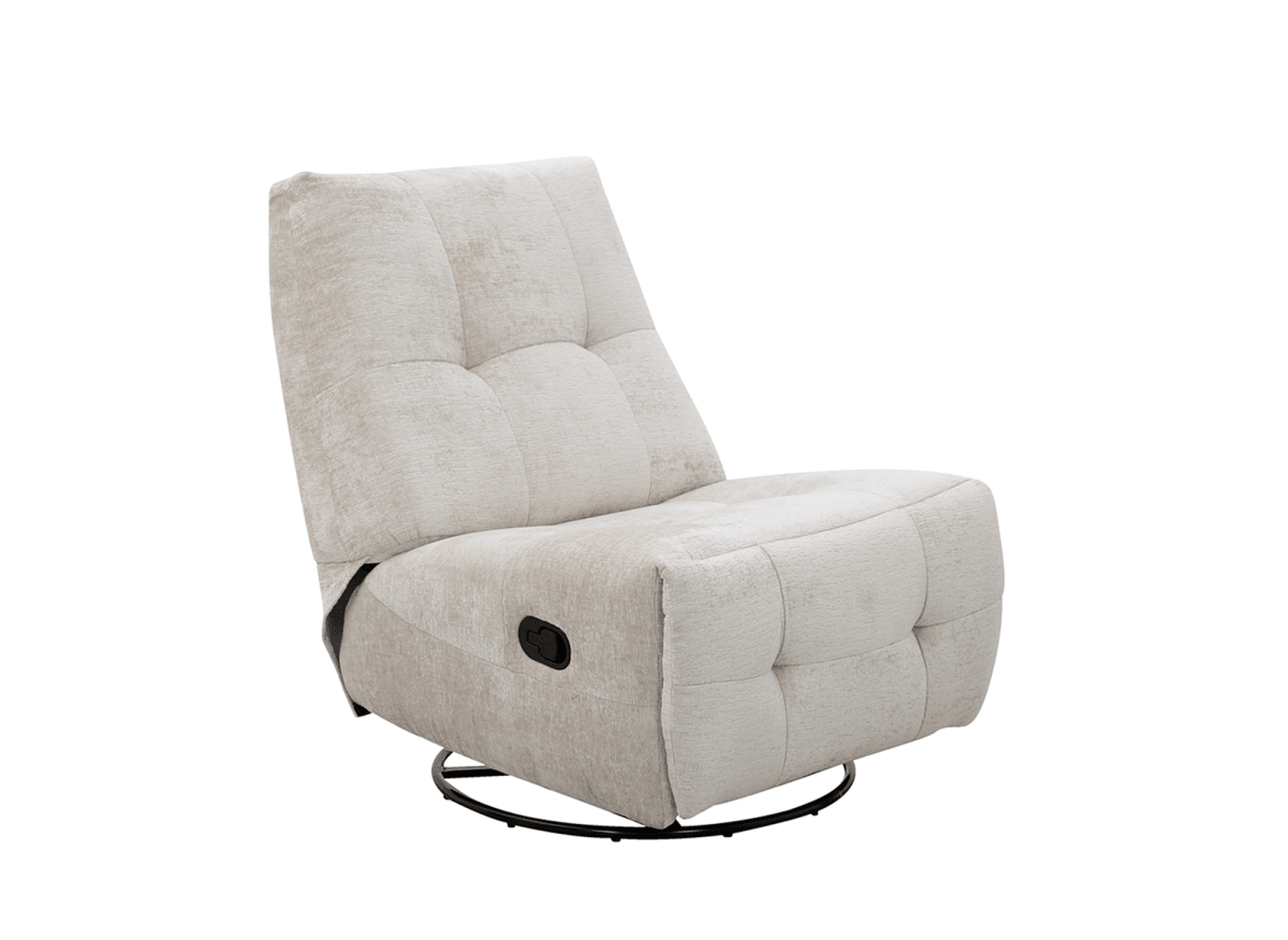 Fauteuil relax pivotant en velours chiné beige LISON