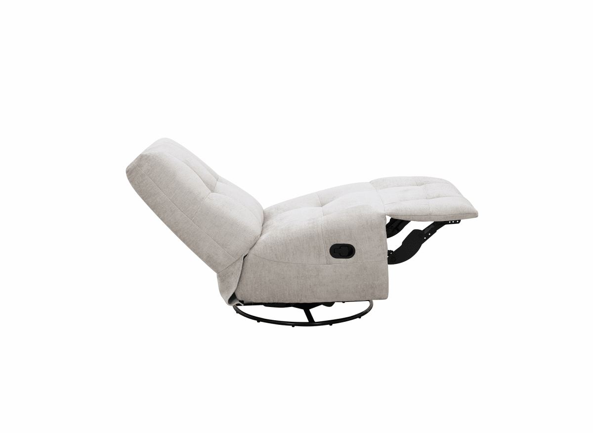 Fauteuil relax pivotant en velours chiné beige LISON