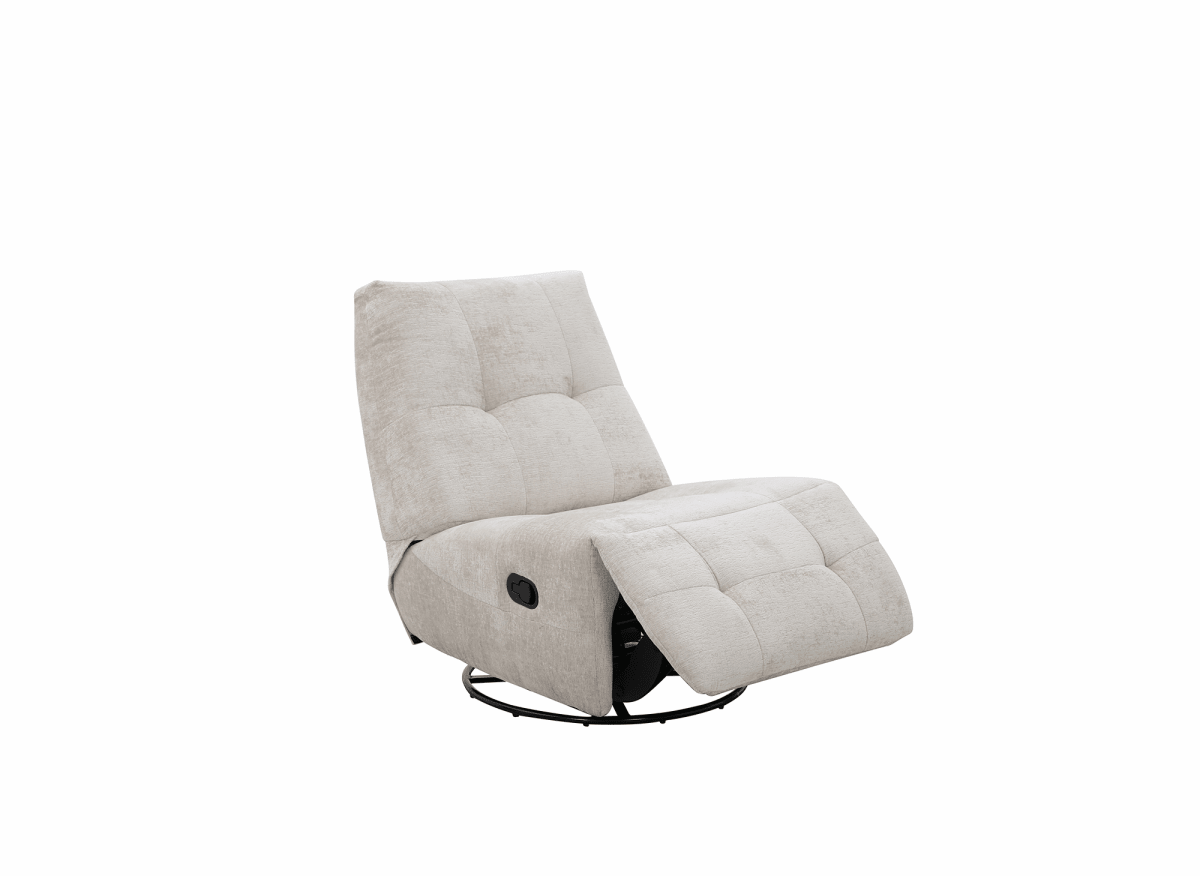 Fauteuil relax pivotant en velours chiné beige LISON