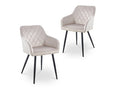 Lot de 2 chaises avec accoudoirs en velours beige KANA