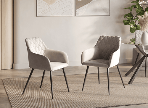 Lot de 2 chaises avec accoudoirs en velours beige KANA