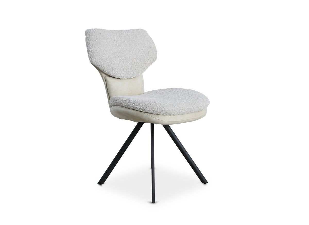 Lot de 2 chaises design en tissu bouclette beige MILIA