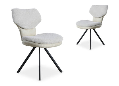 Lot de 2 chaises design en tissu bouclette beige MILIA