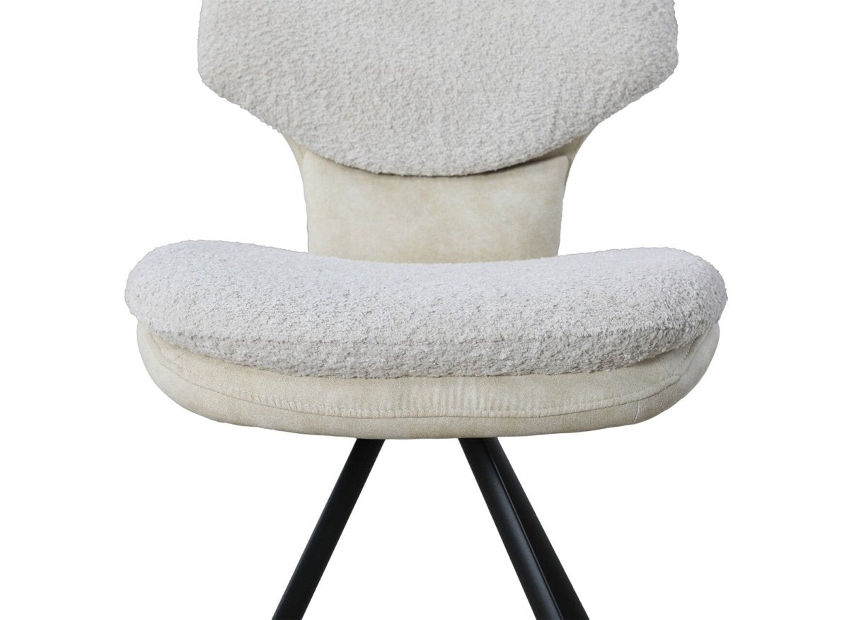 Lot de 2 chaises design en tissu bouclette beige MILIA