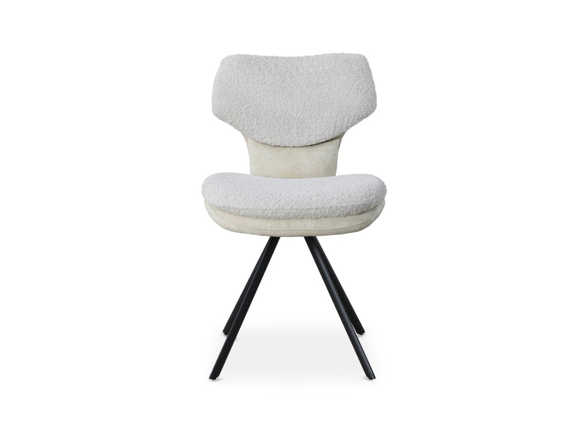 Lot de 2 chaises design en tissu bouclette beige MILIA