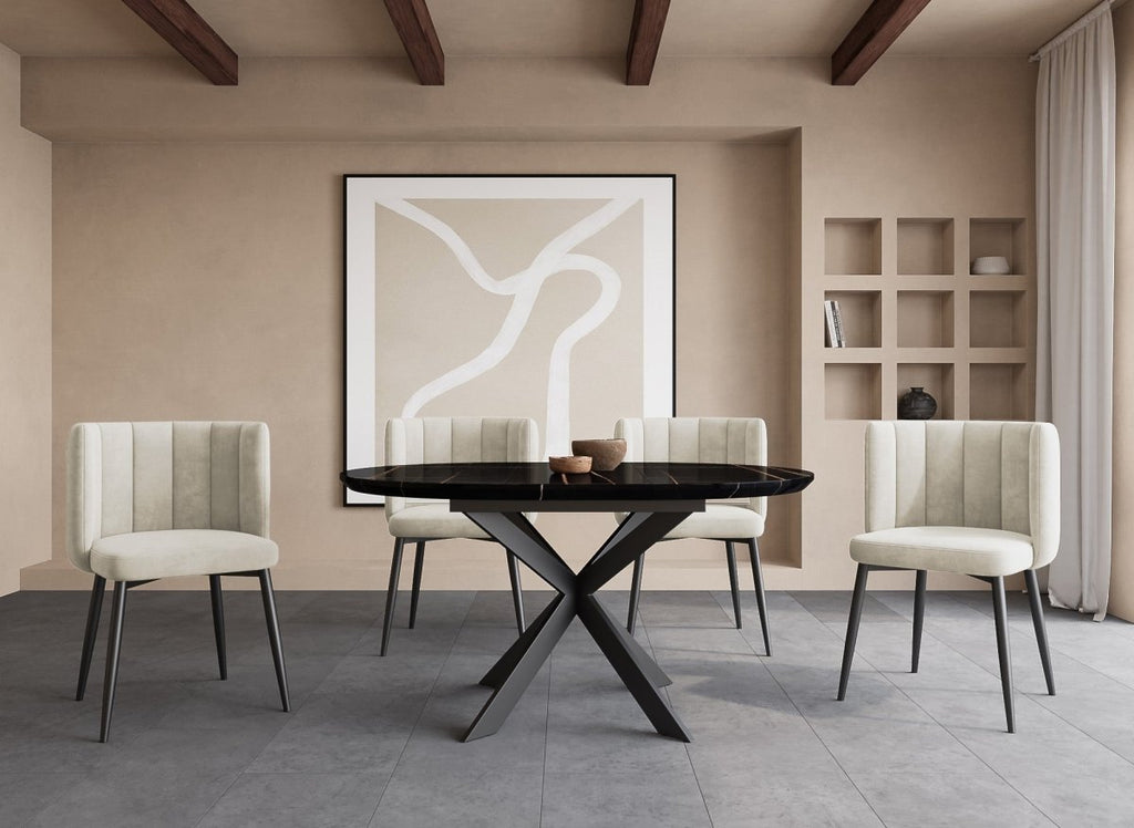 Lot de 2 chaises design en velours beige DEBBY