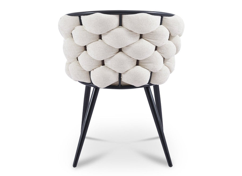 Lot de 2 chaises en tissu beige pieds en métal noir CECILE