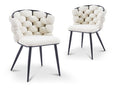 Lot de 2 chaises en tissu beige pieds en métal noir CECILE