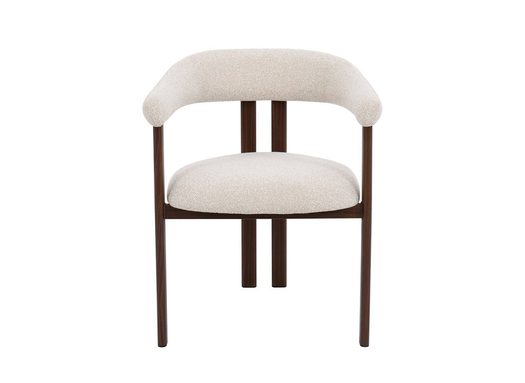 Lot de 2 chaises en tissu texturé écru pieds en métal marron ADRIANA