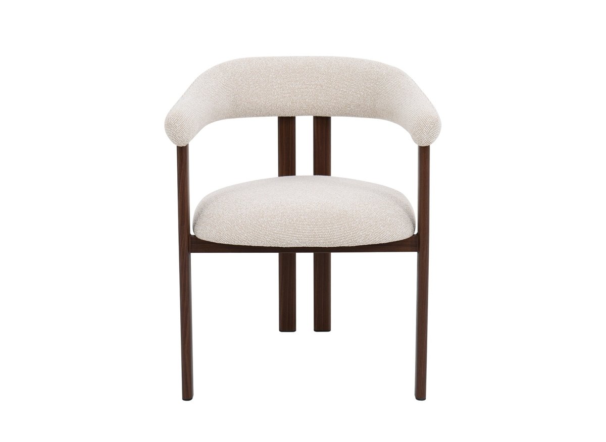 Lot de 2 chaises en tissu texturé écru pieds en métal marron ADRIANA
