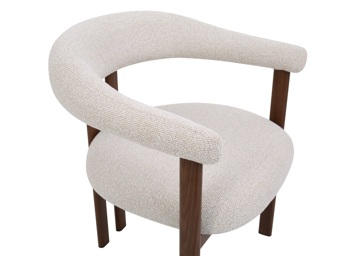 Lot de 2 chaises en tissu texturé écru pieds en métal marron ADRIANA