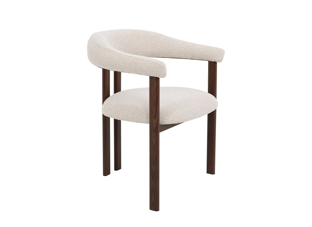 Lot de 2 chaises en tissu texturé écru pieds en métal marron ADRIANA