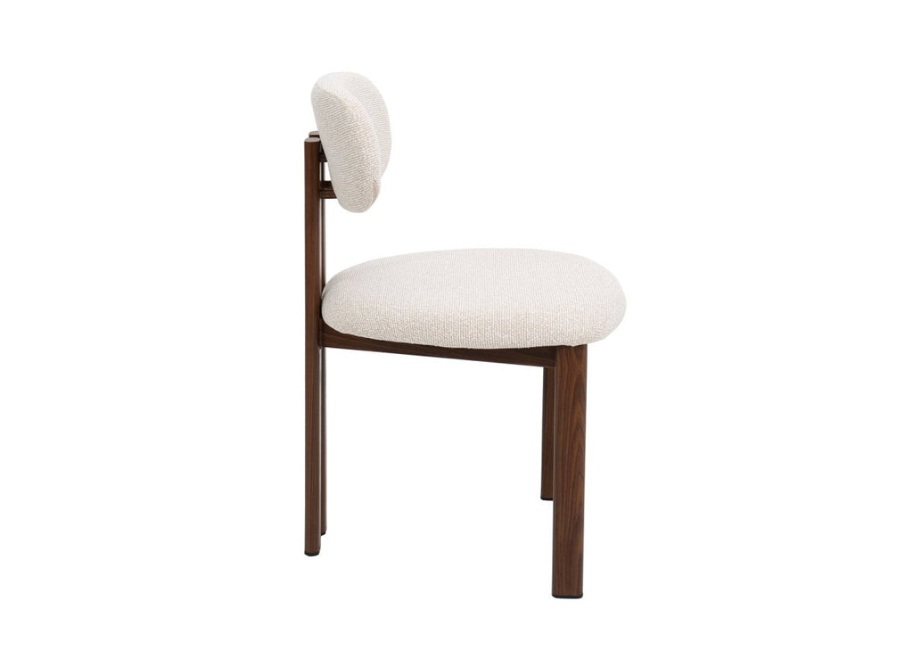 Lot de 2 chaises en tissu texturé écru pieds en métal marron LEONA