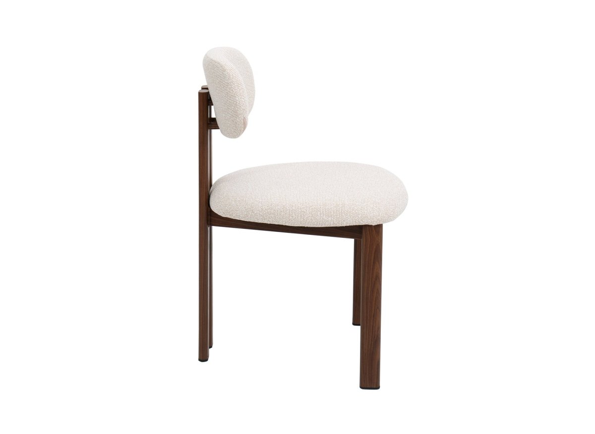 Lot de 2 chaises en tissu texturé écru pieds en métal marron LEONA