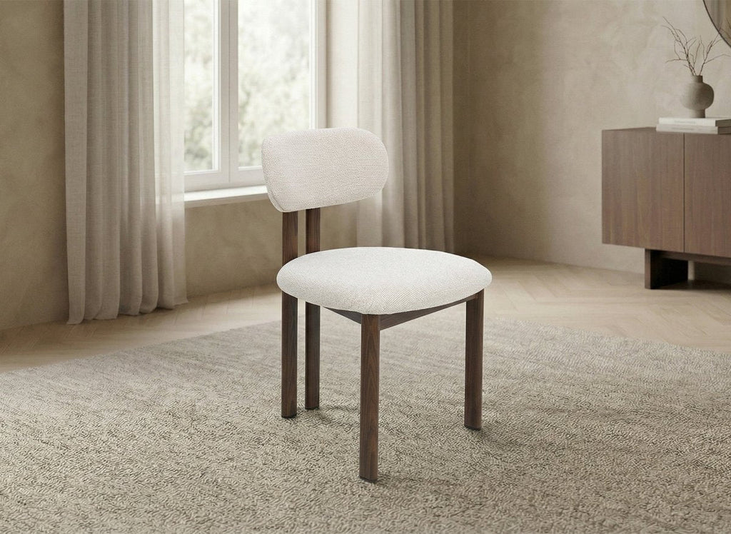 Lot de 2 chaises en tissu texturé écru pieds en métal marron LEONA