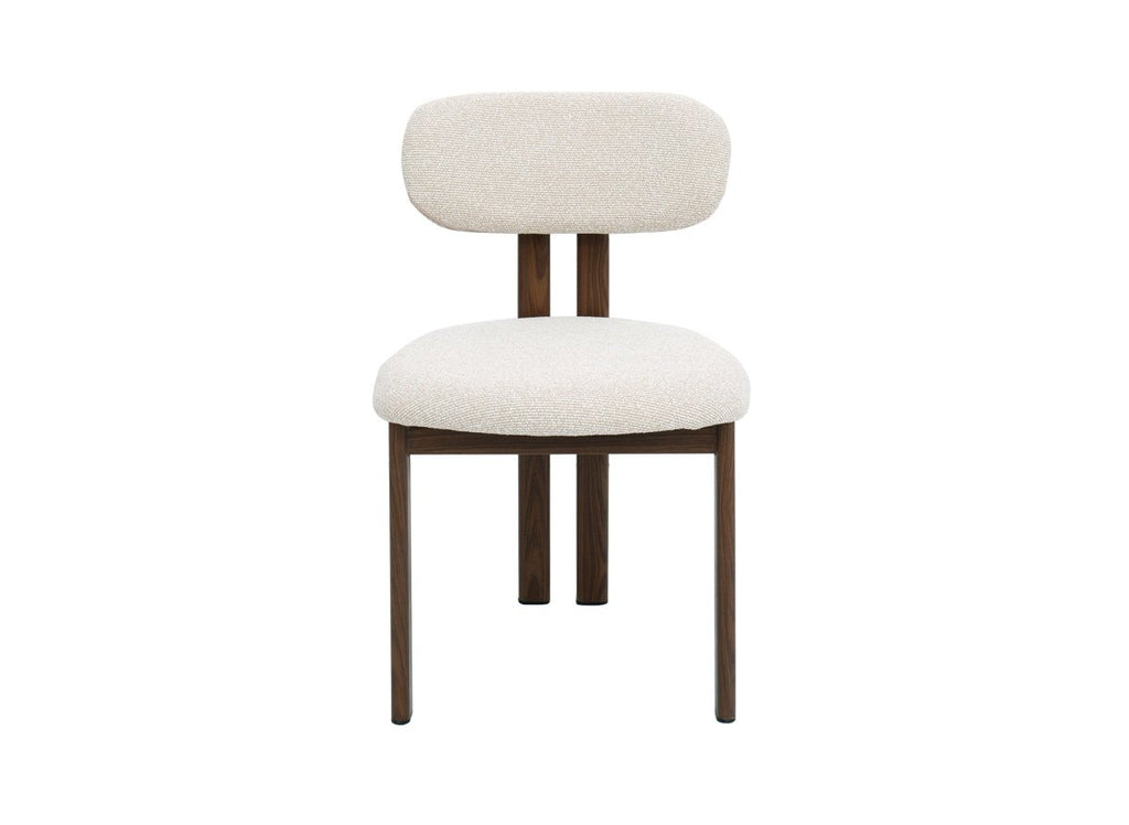 Lot de 2 chaises en tissu texturé écru pieds en métal marron LEONA
