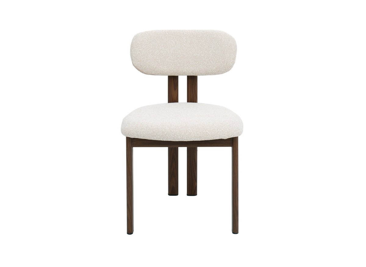 Lot de 2 chaises en tissu texturé écru pieds en métal marron LEONA