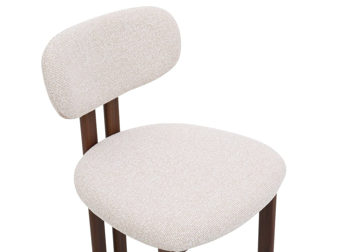Lot de 2 chaises en tissu texturé écru pieds en métal marron LEONA