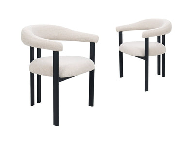 Lot de 2 chaises en tissu texturé écru pieds en métal noir ADRIANA