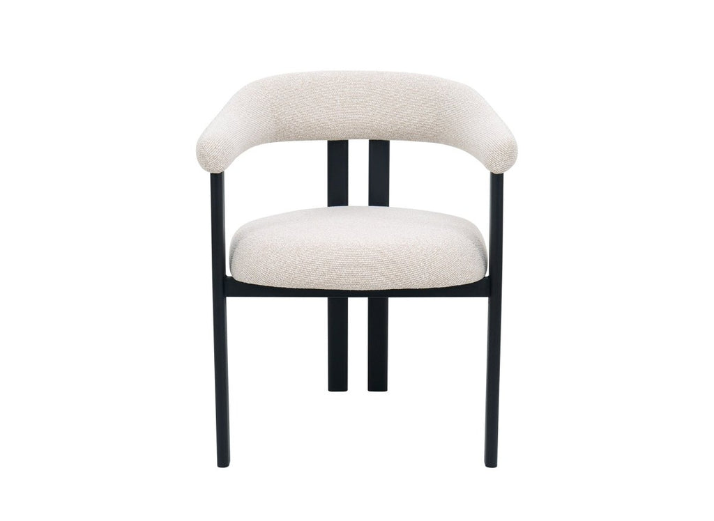 Lot de 2 chaises en tissu texturé écru pieds en métal noir ADRIANA