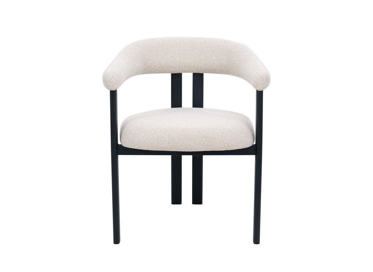 Lot de 2 chaises en tissu texturé écru pieds en métal noir ADRIANA