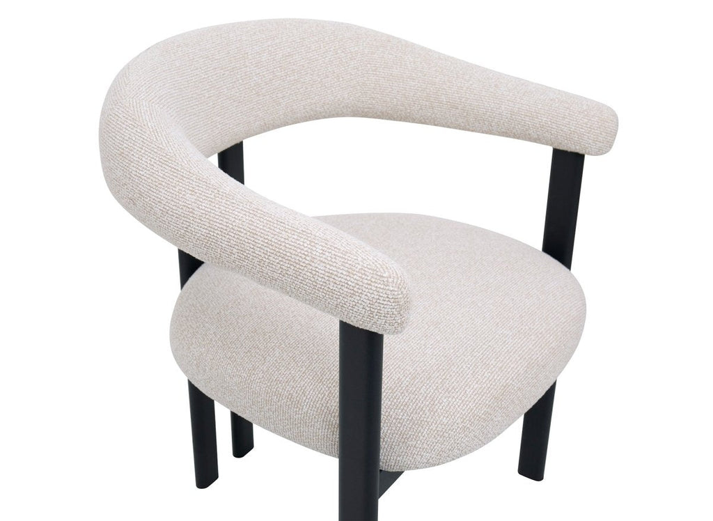Lot de 2 chaises en tissu texturé écru pieds en métal noir ADRIANA