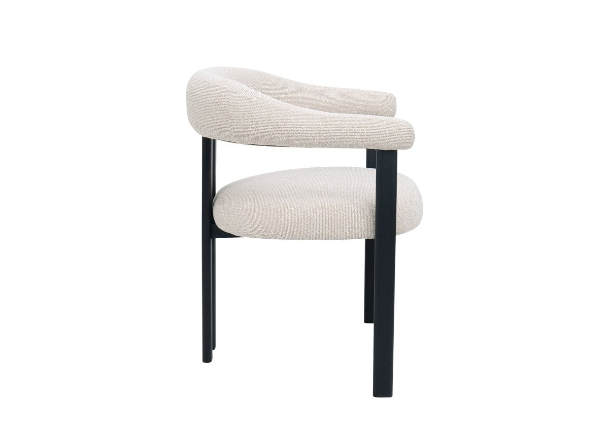 Lot de 2 chaises en tissu texturé écru pieds en métal noir ADRIANA