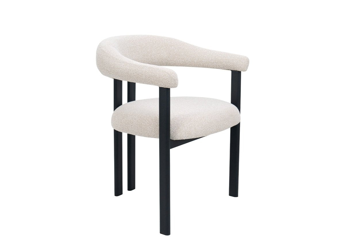Lot de 2 chaises en tissu texturé écru pieds en métal noir ADRIANA