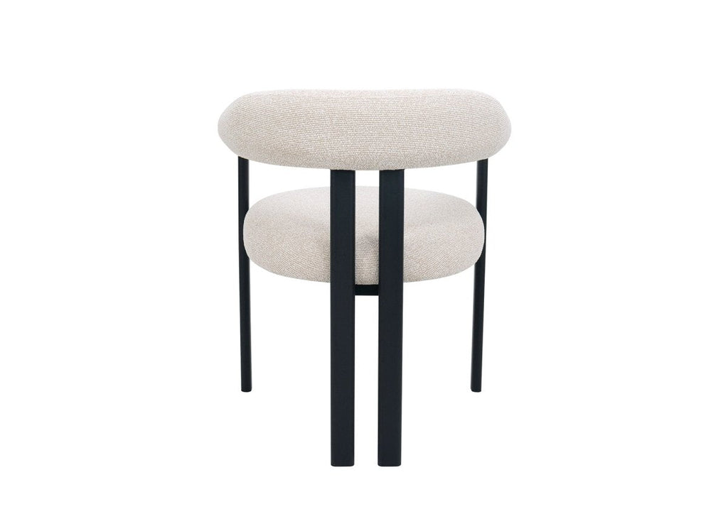 Lot de 2 chaises en tissu texturé écru pieds en métal noir ADRIANA