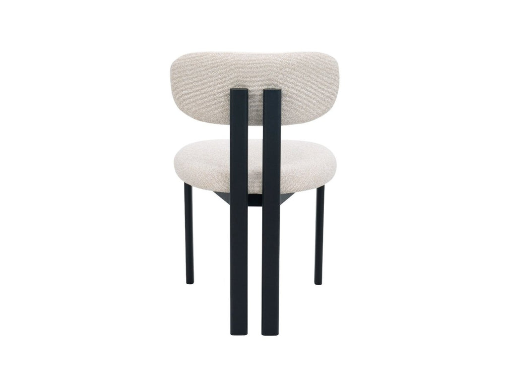 Lot de 2 chaises en tissu texturé écru pieds en métal noir LEONA