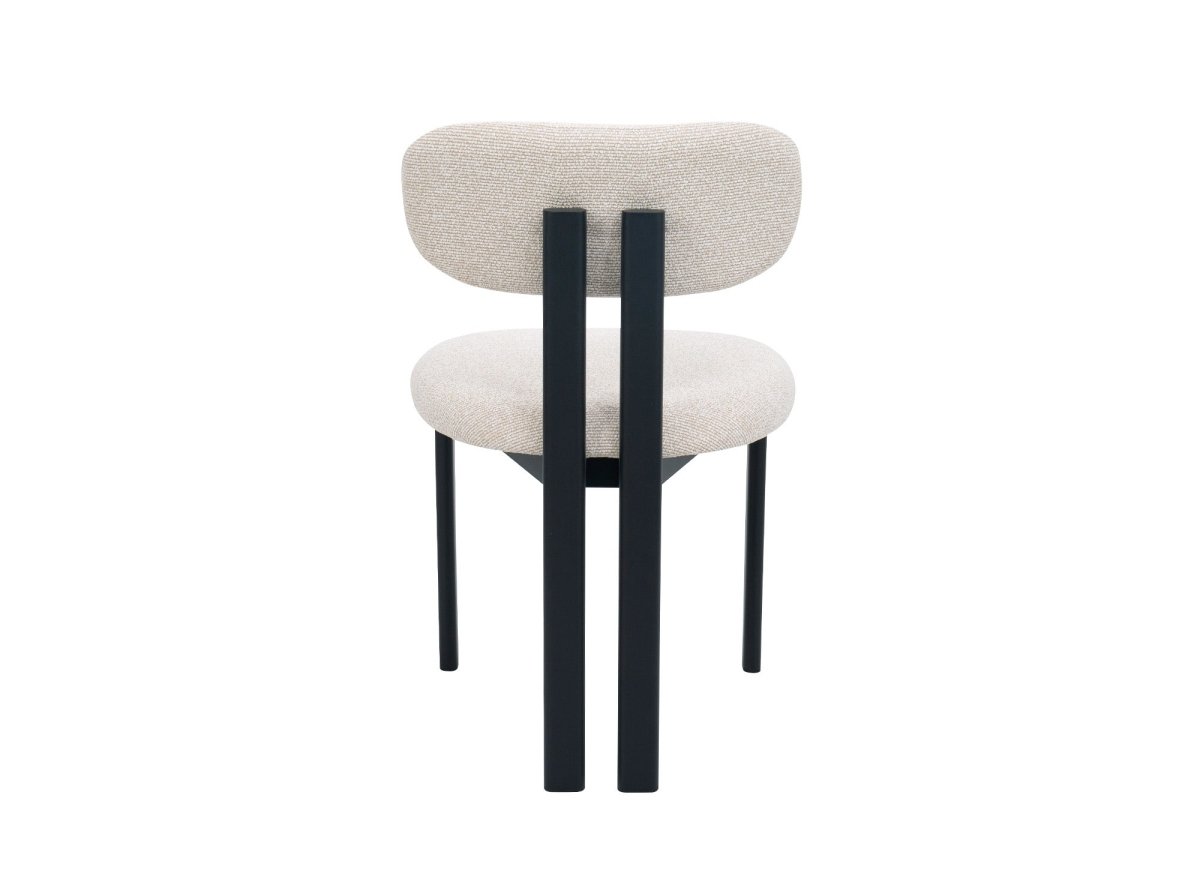 Lot de 2 chaises en tissu texturé écru pieds en métal noir LEONA