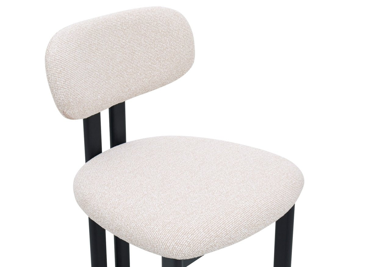 Lot de 2 chaises en tissu texturé écru pieds en métal noir LEONA