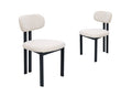 Lot de 2 chaises en tissu texturé écru pieds en métal noir LEONA