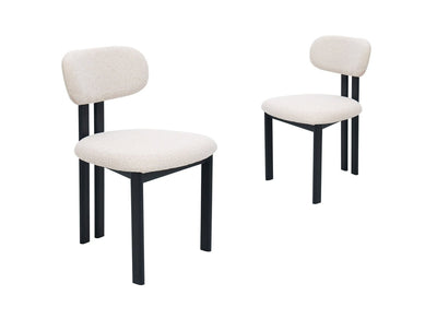 Lot de 2 chaises en tissu texturé écru pieds en métal noir LEONA
